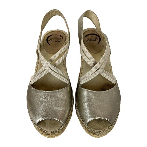 Abeo Biosystems Delano Espadrille Women's Size 7N Gold Leather Wedge Sandals - Picture 2 of 14